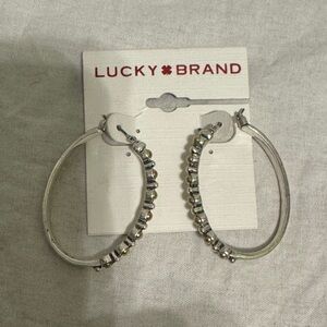 Lucky Brand Silver Beaded Hoop Earrings